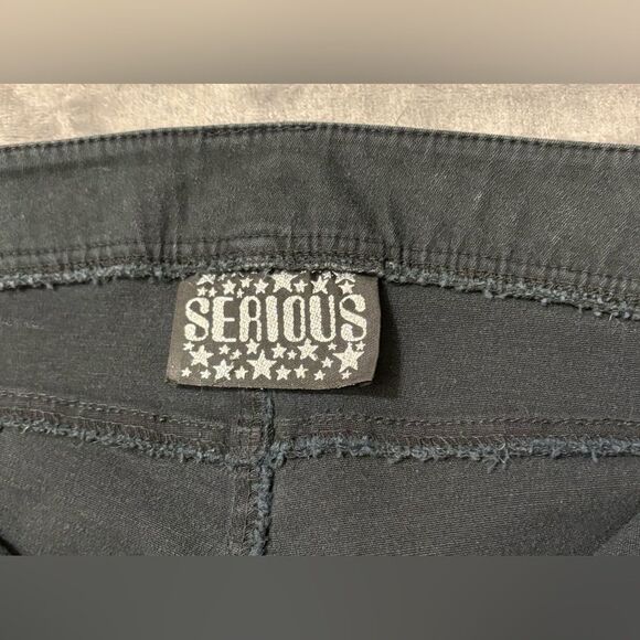 Vintage Y2K Serious La Black Studded Moto Pants Sz 5 - Picture 10 of 11